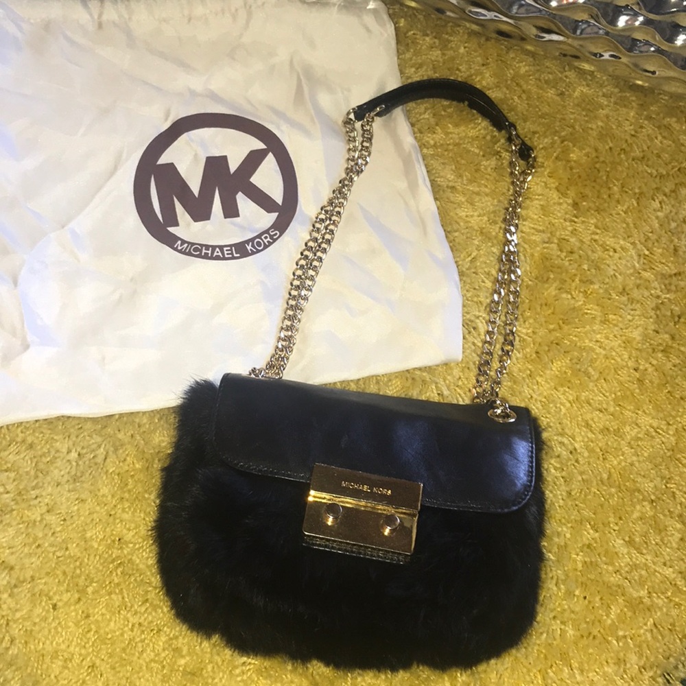 Michael Kors Fur/Leather Trim Shoulder Bag